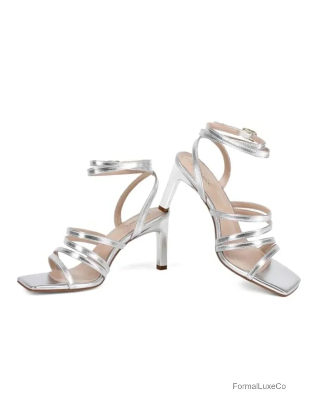 Square Open Toe High Heeled Sandals with Ankle Strap Chunky Heel Dressy